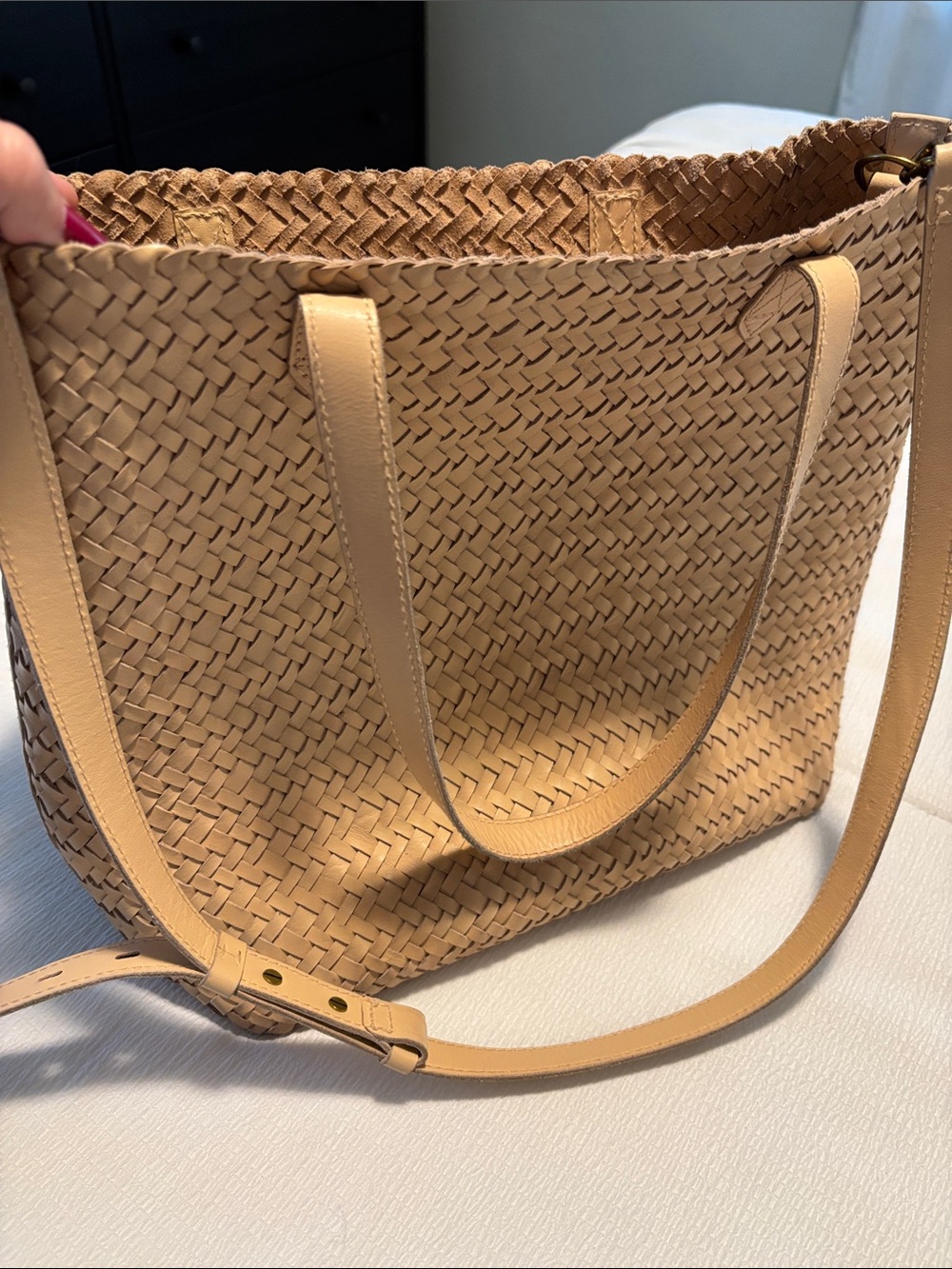 Madewell Tan Woven Leather-Trim Tote